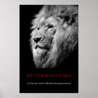 Black & White Motivational Determination Lion Art