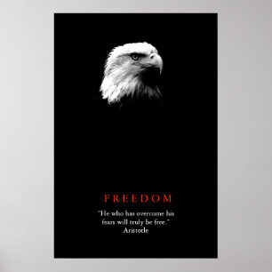 Black White Motivational FREEDOM Bald Eagle Poster