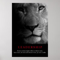 Black White Motivational Leadership Lion Portrait