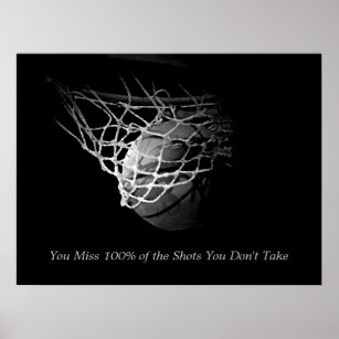 Black & White Motivational Quote Basketball Poster
