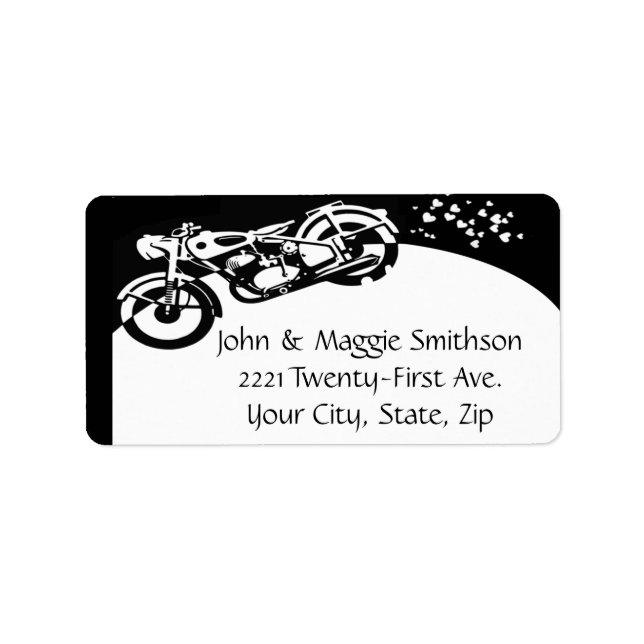 Black & White Motorcycle Address label (Front)