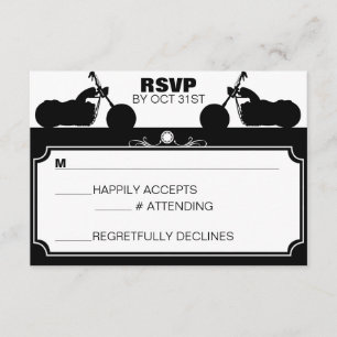 Black & White Motorcycle Biker Silhouette rsvp Card