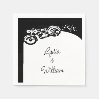Black White Motorcycle Custom Wedding  Napkin