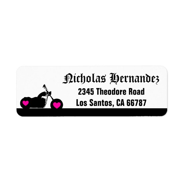 Black & White Motorcycle Silhouette Address Label (Front)