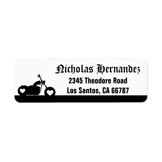 Black & White Motorcycle Silhouette Address Label (Front)