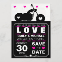 Black & White Motorcycle Silhouette Save the Date