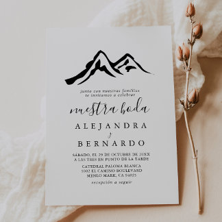 Black White Mountain Calligraphy Nuestra Boda Invitation