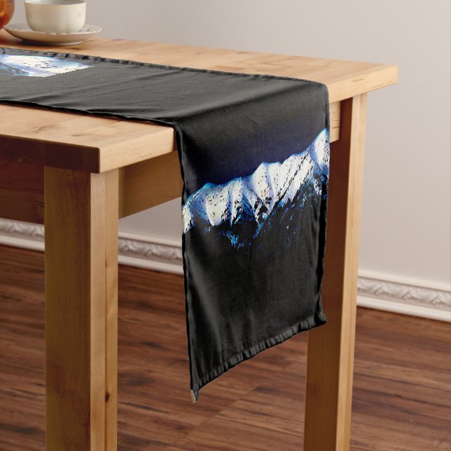 Black & White Mountains Table Runner (In Situ)