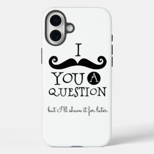Black White Moustache Humour iPhone 16 Plus Case
