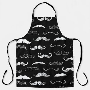 Black & White Moustache Seamless Repeat Background Apron