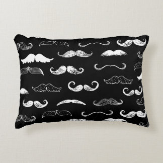 Black & White Moustache Seamless Repeat Background Decorative Cushion