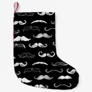 Black & White Moustache Seamless Repeat Background Small Christmas Stocking