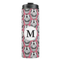Black & White Moustached Sugar Skull Monogram