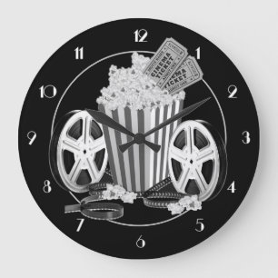 Black & White Movie Classics Round Large Clock