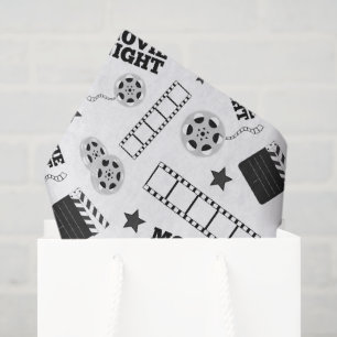 Black white movie night party tissue paper