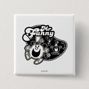 Black & White Mr. Funny 15 Cm Square Badge
