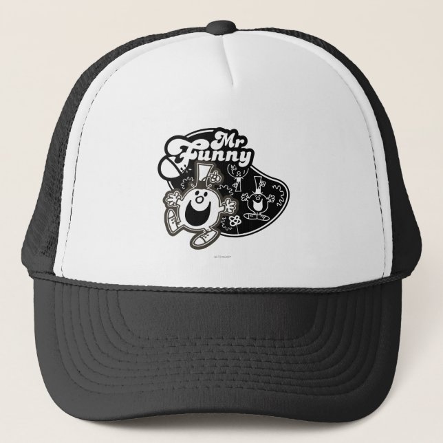 Black & White Mr. Funny Trucker Hat (Front)