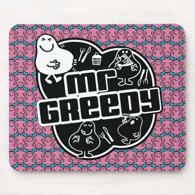 Black & White Mr. Greedy Mouse Pad (Front)