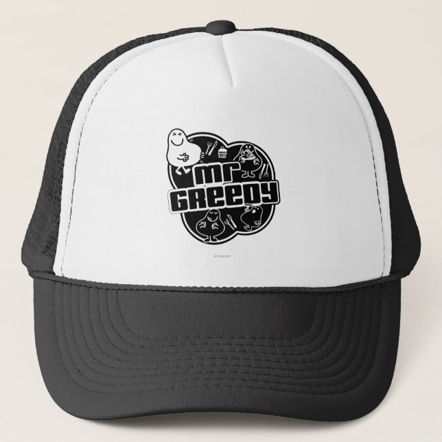 Black & White Mr. Greedy Trucker Hat (Front)