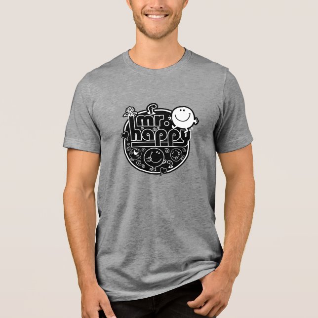 Black & White Mr. Happy Tri-Blend Shirt (Front)