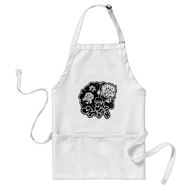 Black & White Mr. Messy Cleaning Standard Apron (Front)