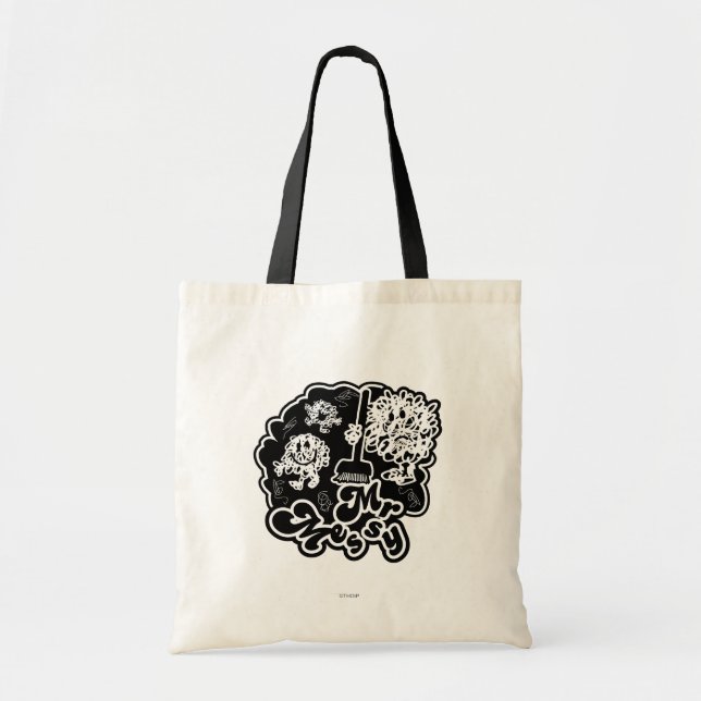 Black & White Mr. Messy Cleaning Tote Bag (Front)