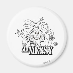Black & White Mr. Messy Stars & Swirls Magnet
