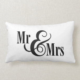 Black & White "Mr & Mrs" pillow, personalised Lumbar Cushion