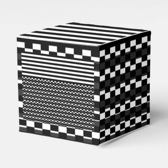 Black & White Multi-Patterns  Favour Box (Front Side)