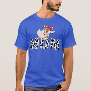 Black White Mum Cow Print Cowboy Animal Pattern Mo T-Shirt