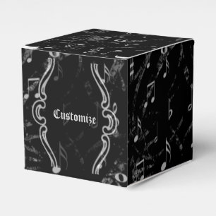 Black & White Music Notes Pattern Cube Favour Box