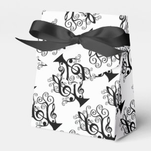 Black & White Music Treble Clef Tree Favour Box