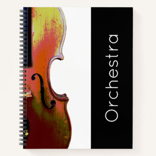 Black White Musical Instrument Violin  Notebook