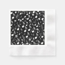 Black & White Musical Notes Paper Napkin