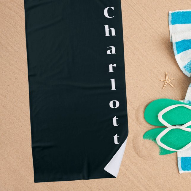 Black white name beach towel (Creator Uploaded)