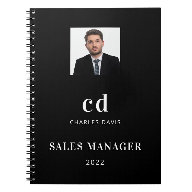 Black white name initials photo business 2022 notebook (Front)