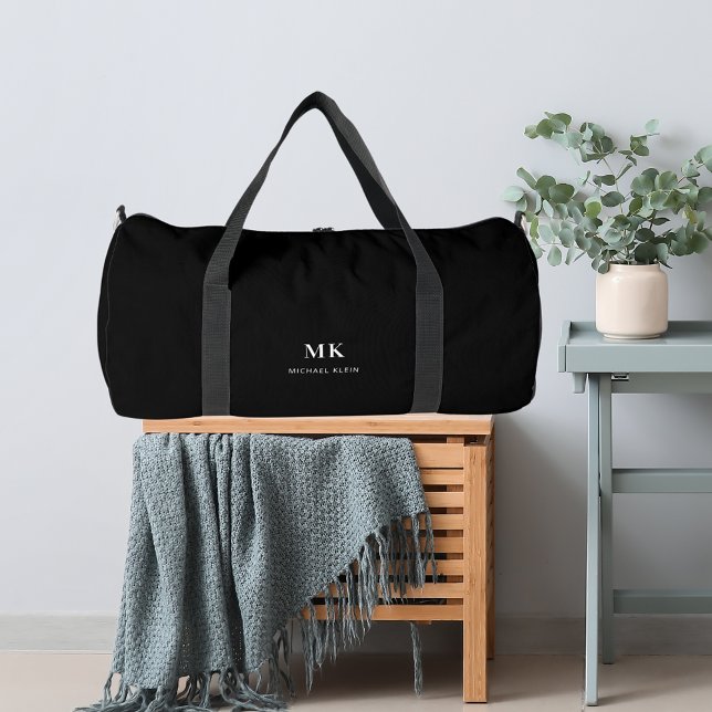Black white name monogram duffle bag (Creator Uploaded)