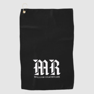 Black & White Name Monogram MR Typography Golf Towel
