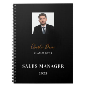 Black white name signature photo business 2023 notebook