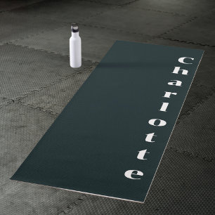 Black white name yoga mat