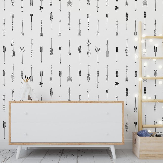 Black White Native Arrow Vector Heart Pattern Wallpaper (Creator Uploaded)