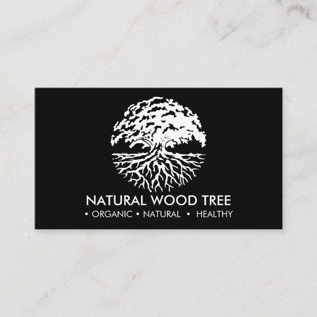black white nature Forest tree Business Card (Front)