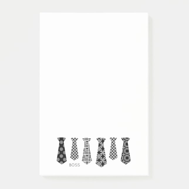 Black White Neck Tie Office Work Him Boss Fashion Post-it Notes (Front)