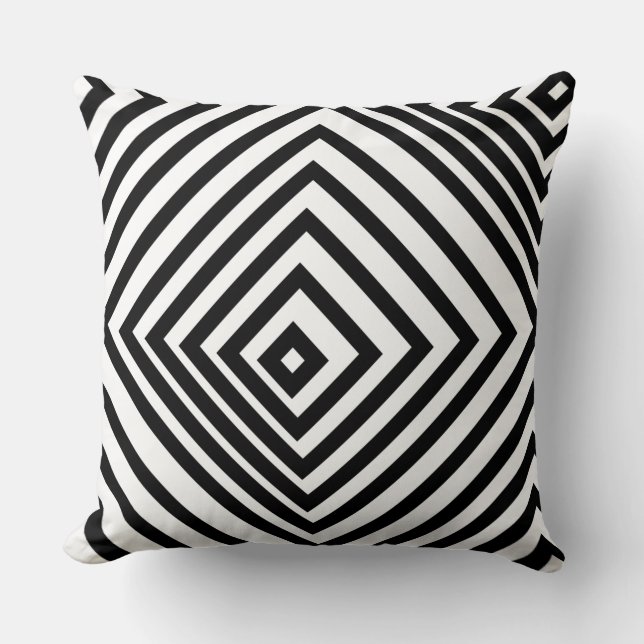 Black & White Nested Box Pattern - Throw Pillow (Front)