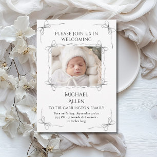 Black & White Neutral Photo Birth Announcement