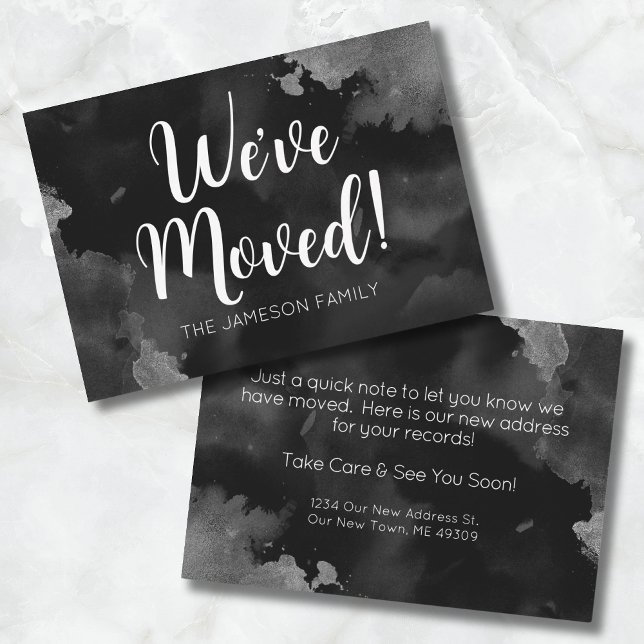 Black White New Address Moving Announcement Card (Black White Change Of Address Card )