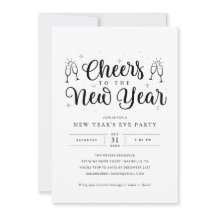 Black & White New Years Eve Party Invitation