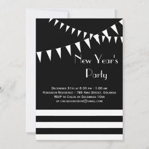 Black & White New Year's Party Invitation