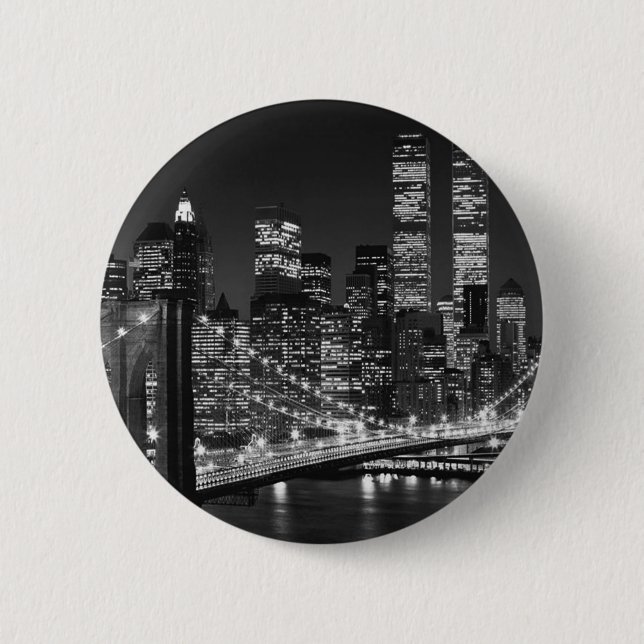 Black & White New York City 6 Cm Round Badge (Front)