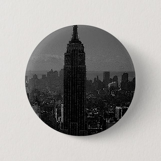 Black White New York City 6 Cm Round Badge (Front)